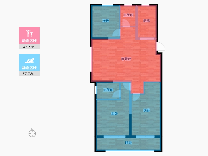 山东省-淄博市-新东升福园-94.55-户型库-动静分区