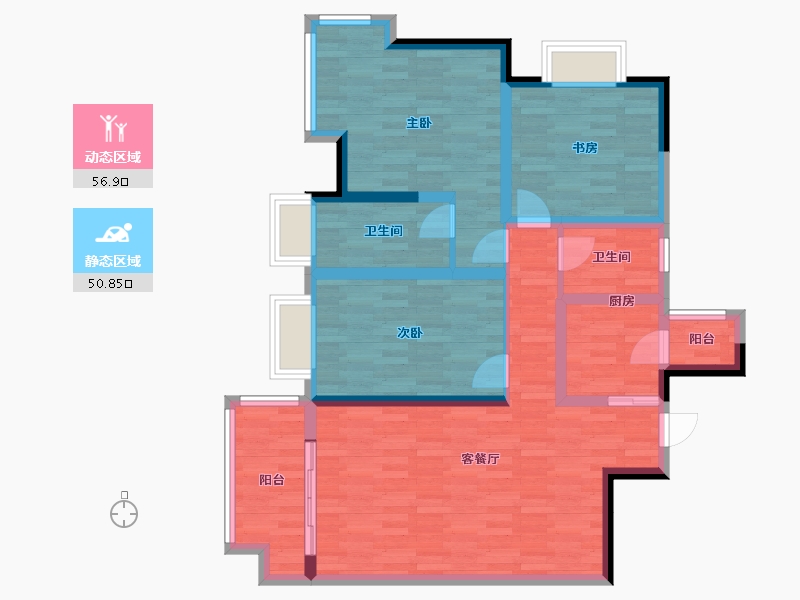 四川省-成都市-祥荣城市绿洲-95.38-户型库-动静分区