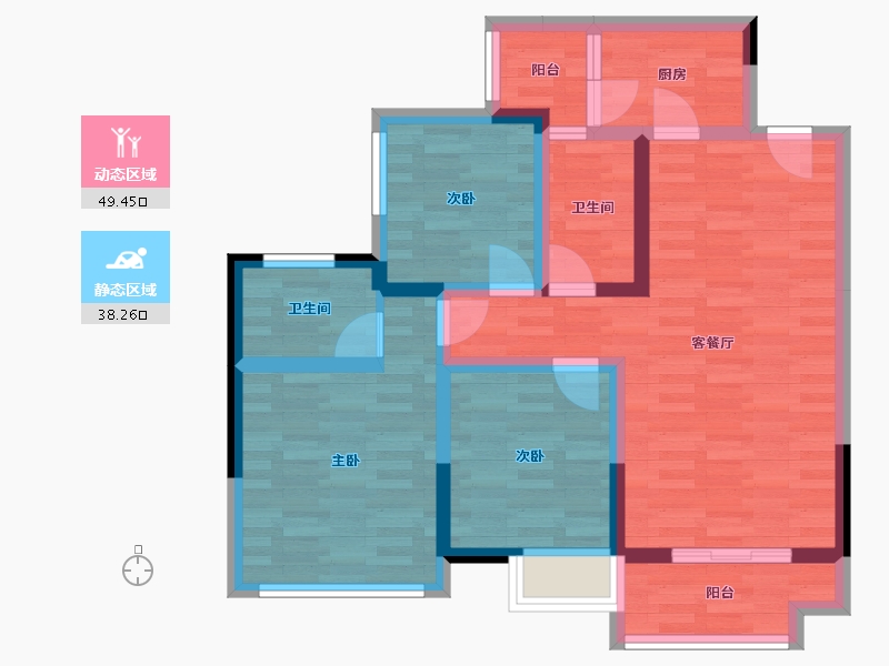 四川省-南充市-天誉珑城-76.53-户型库-动静分区