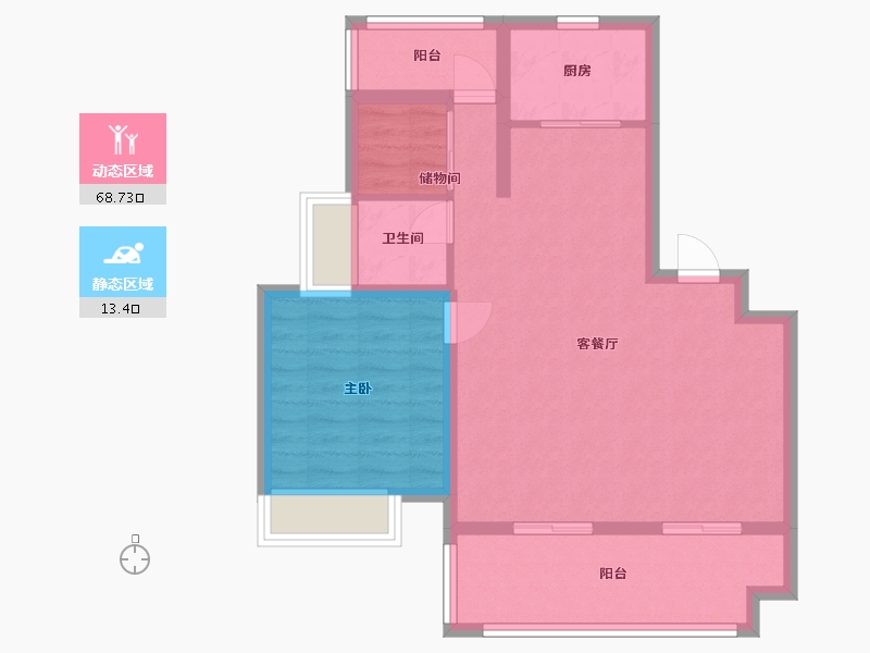 安徽省-合肥市-文一・锦门桃李-73.75-户型库-动静分区