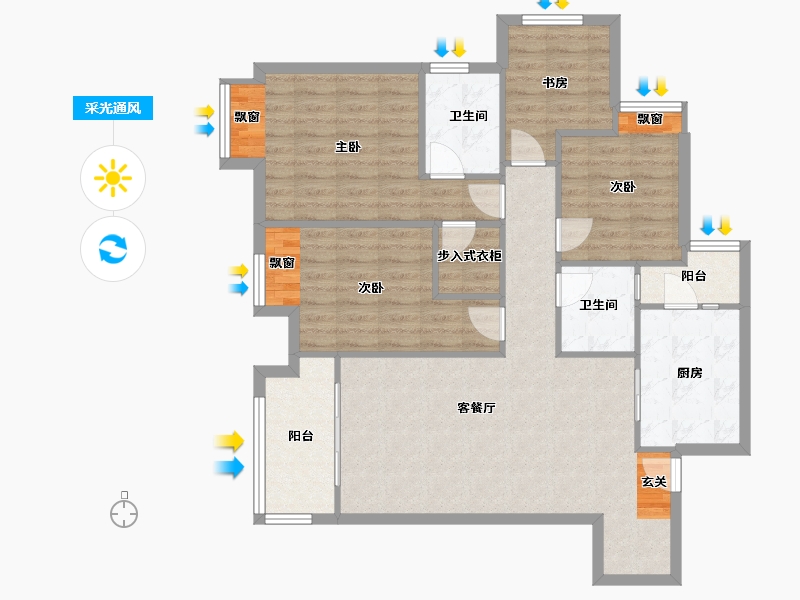 重庆-重庆市-融汇半岛拾光公馆-102.16-户型库-采光通风