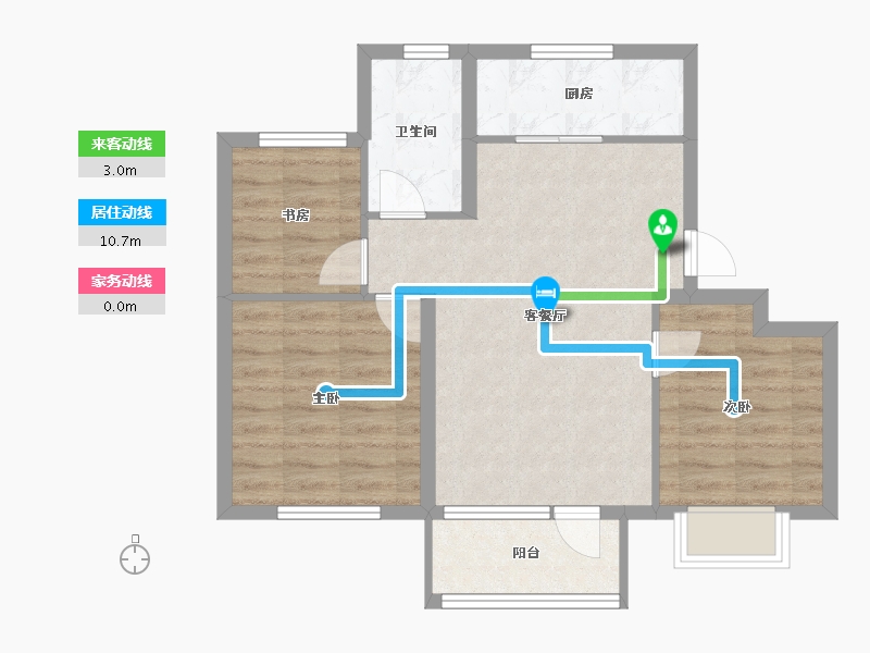 辽宁省-大连市-金石滩鲁能胜地北区一-65.18-户型库-动静线