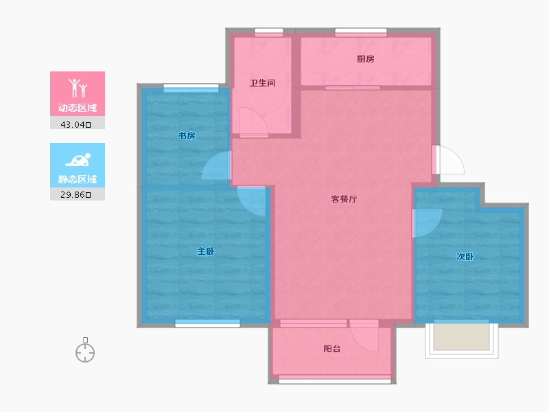 辽宁省-大连市-金石滩鲁能胜地北区一-65.18-户型库-动静分区