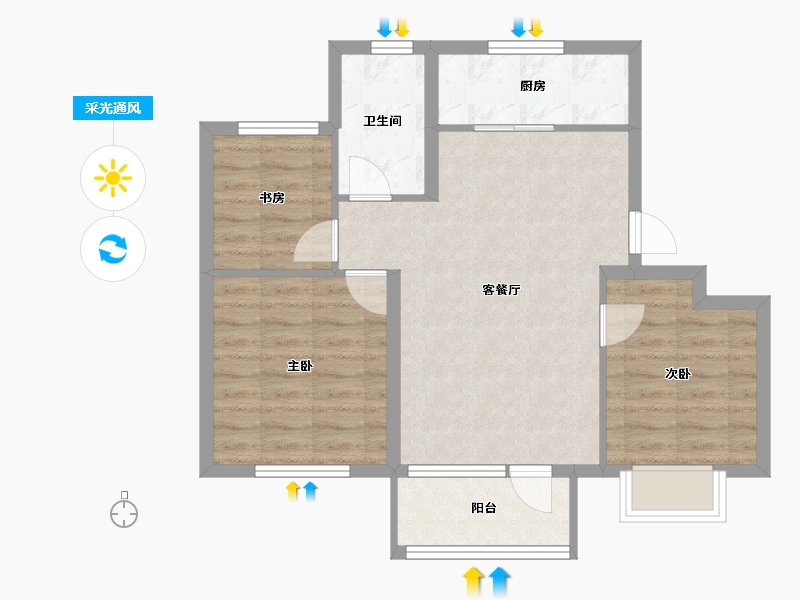 辽宁省-大连市-金石滩鲁能胜地北区一-65.18-户型库-采光通风