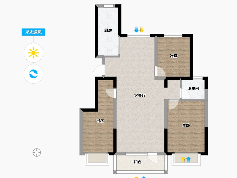 新疆维吾尔自治区-伊犁哈萨克自治州-在水一方-86.75-户型库-采光通风