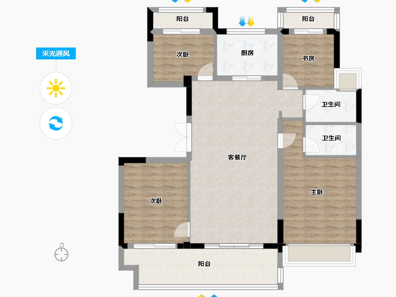 江苏省-苏州市-虞澜别院-104.00-户型库-采光通风