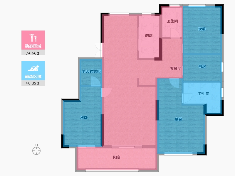 安徽省-合肥市-蓝城凤起巢鸣-128.25-户型库-动静分区