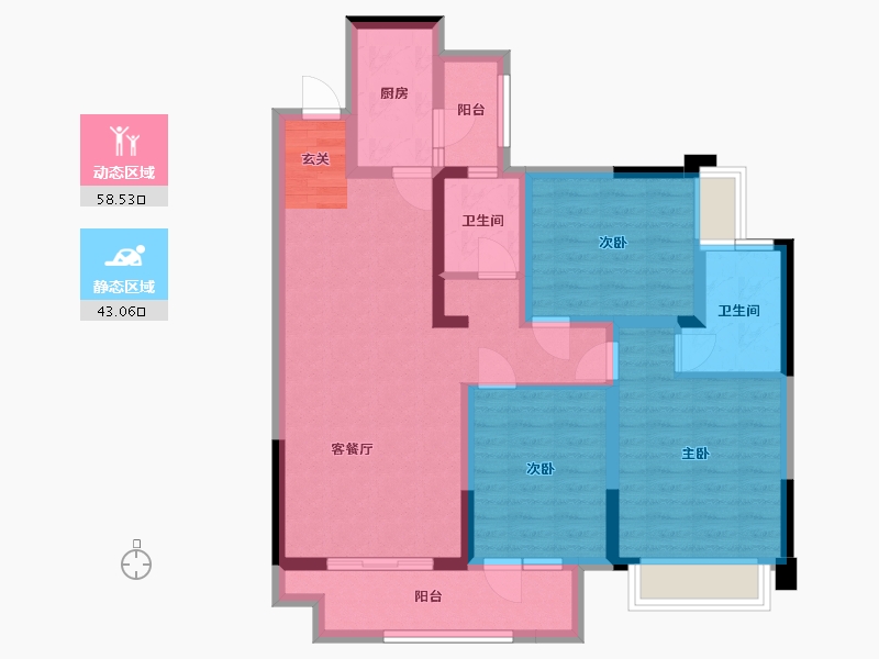 四川省-成都市-城投美庐-89.43-户型库-动静分区