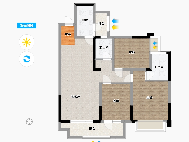 四川省-成都市-城投美庐-89.43-户型库-采光通风