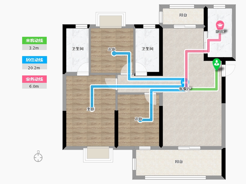 湖北省-荆门市-长龙・中央公园三期-96.56-户型库-动静线