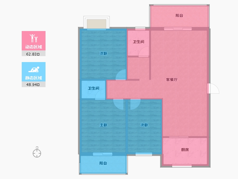 湖北省-咸宁市-金泽华庭-102.94-户型库-动静分区