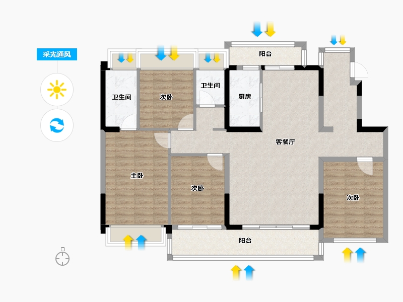 广东省-清远市-碧桂园泊林-119.27-户型库-采光通风