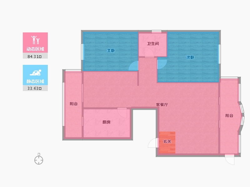 陕西省-西安市-唐园新苑-108.70-户型库-动静分区