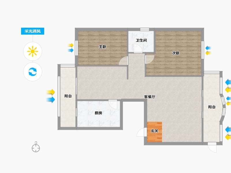 陕西省-西安市-唐园新苑-108.70-户型库-采光通风