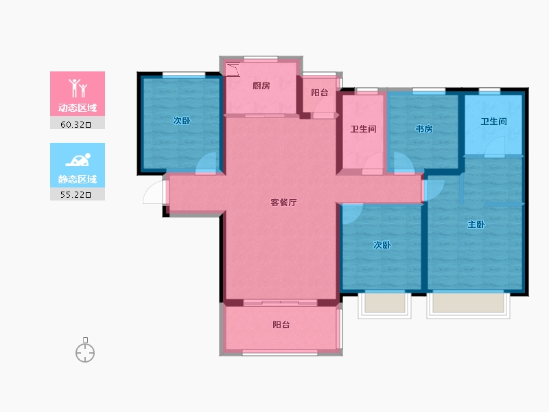 陕西省-西安市-中国铁建花语城-102.19-户型库-动静分区