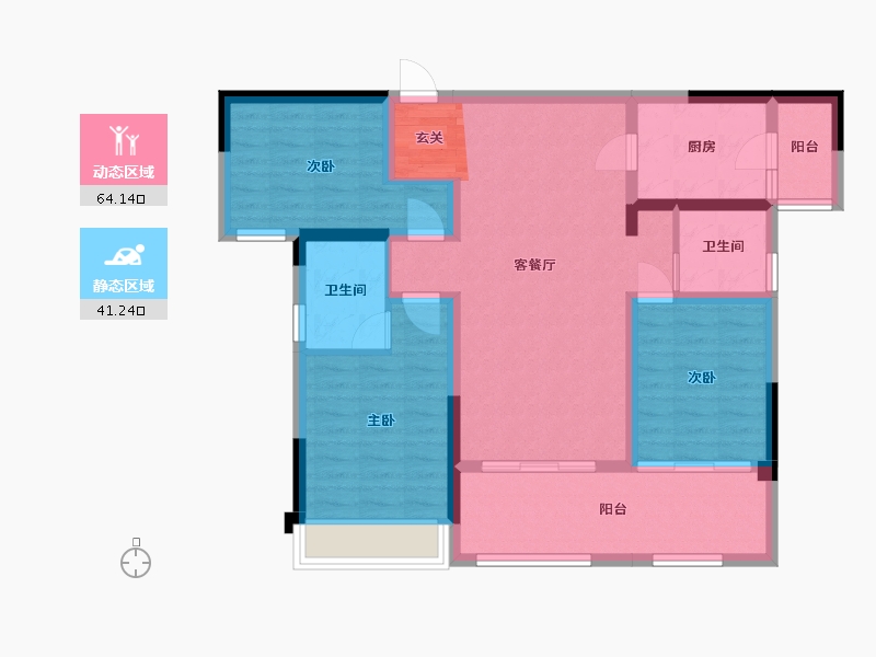 重庆-重庆市-3期10幢3-31层3号房-93.69-户型库-动静分区