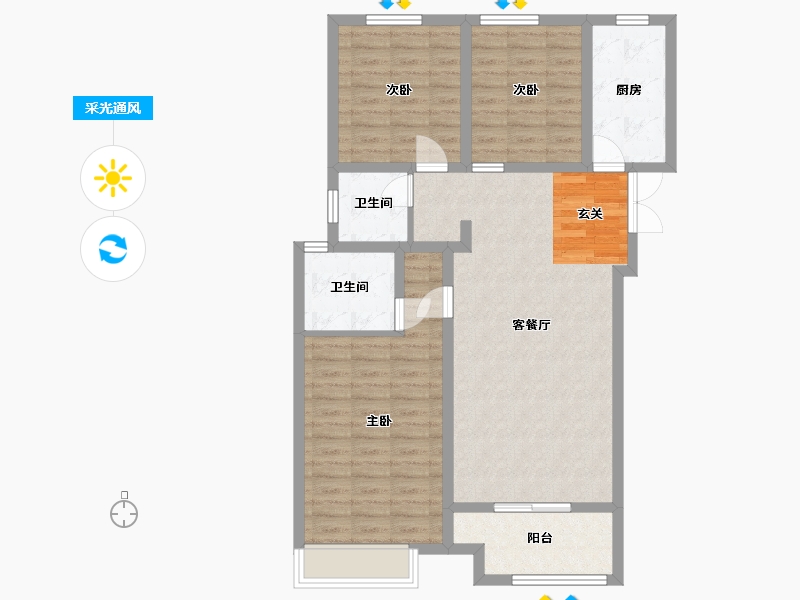 河南省-洛阳市-建业滨河珑府-94.53-户型库-采光通风