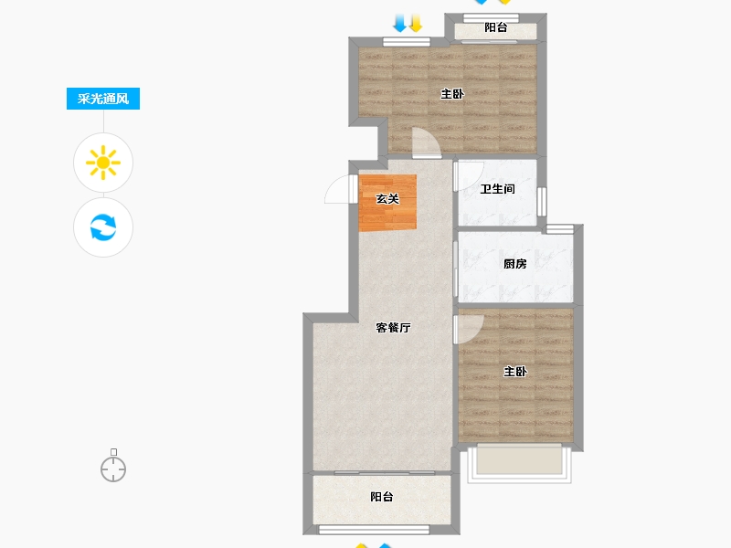 山东省-青岛市-卓越蔚蓝群岛-68.17-户型库-采光通风