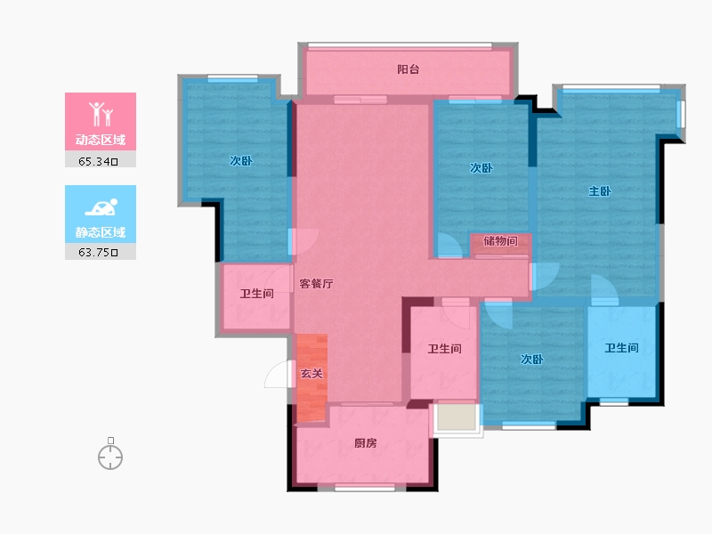 湖南省-长沙市-新城和樾-115.43-户型库-动静分区