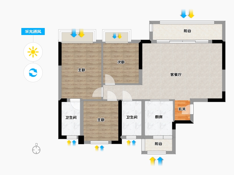 四川省-成都市-天慧・凯颂广场-89.34-户型库-采光通风