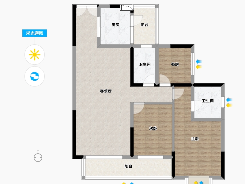 贵州省-毕节市-玉满堂-100.96-户型库-采光通风