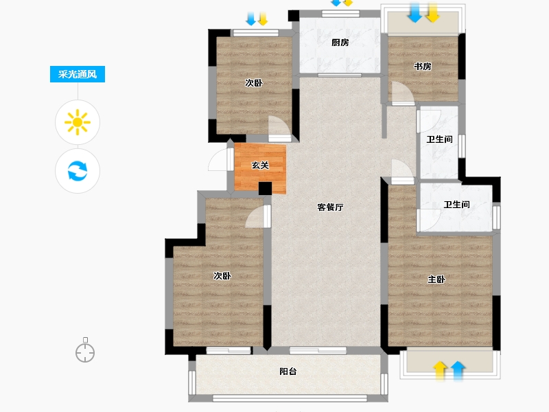 江苏省-扬州市-中信泰富锦苑-102.00-户型库-采光通风