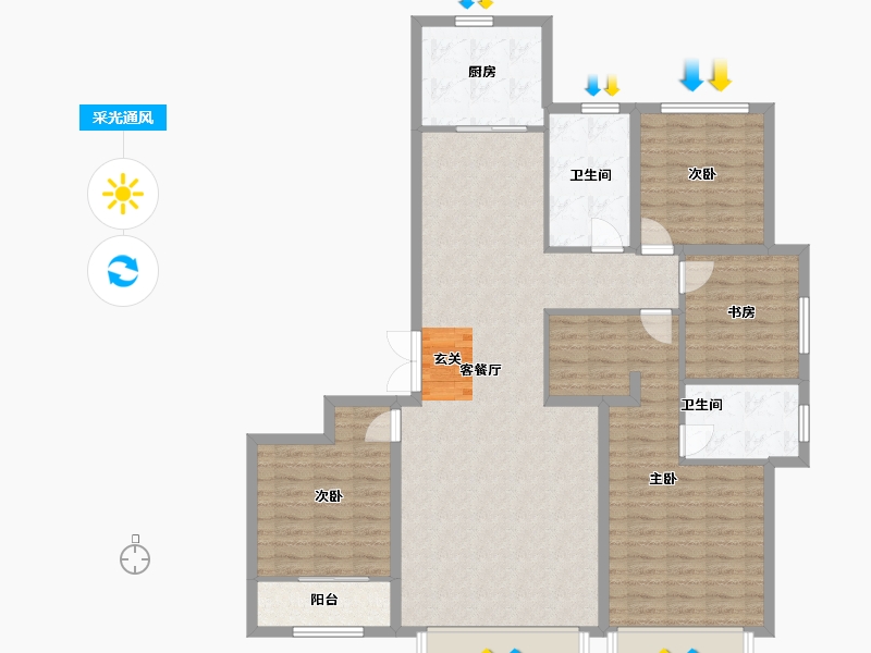 山东省-东营市-融创滨江壹号-130.14-户型库-采光通风