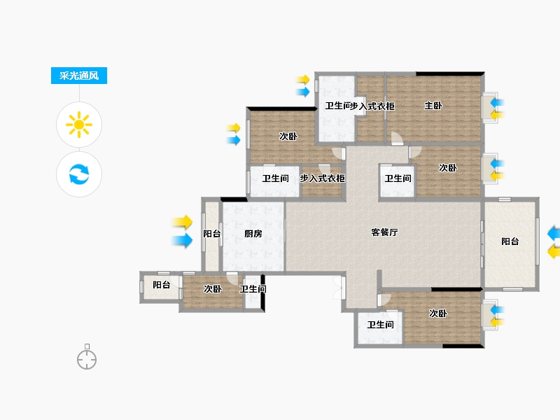 山东省-青岛市-青岛星河湾-251.57-户型库-采光通风