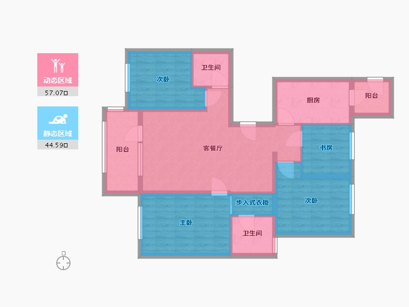 辽宁省-大连市-中铁建山语城-90.00-户型库-动静分区