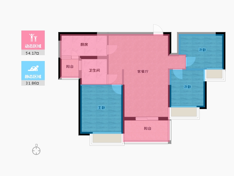 山西省-阳泉市-恒大帝景-76.50-户型库-动静分区