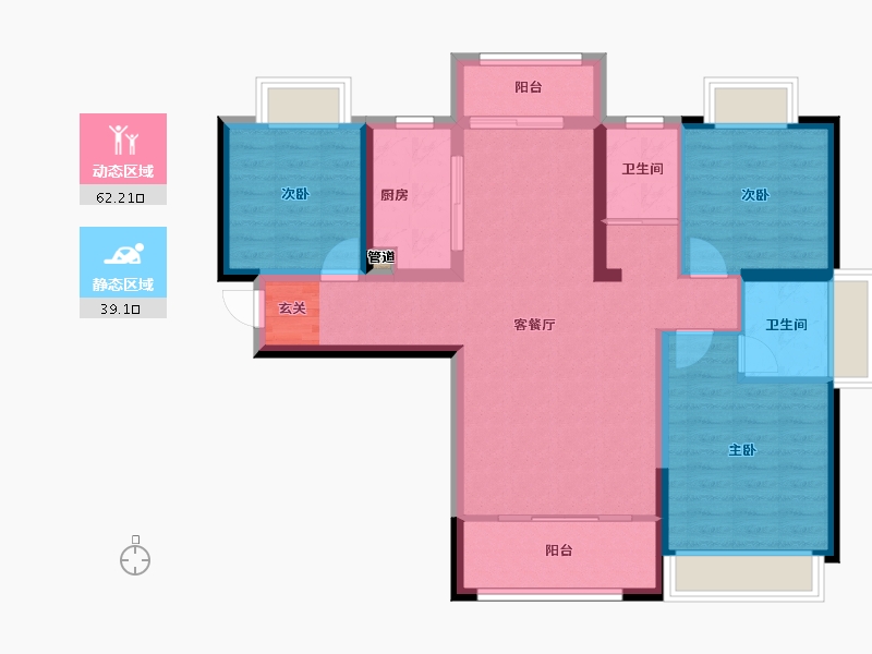 湖南省-常德市-瞰江南-90.64-户型库-动静分区