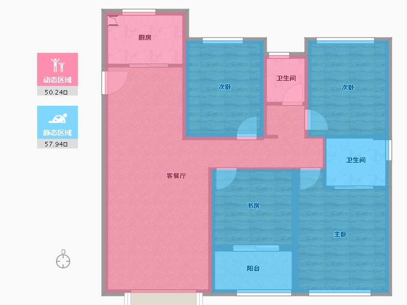 福建省-泉州市-中骏珑景阁-96.47-户型库-动静分区