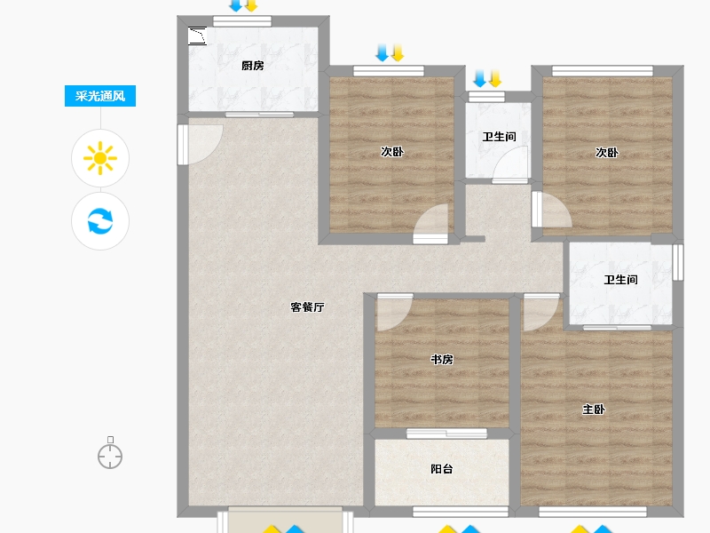 福建省-泉州市-中骏珑景阁-96.47-户型库-采光通风