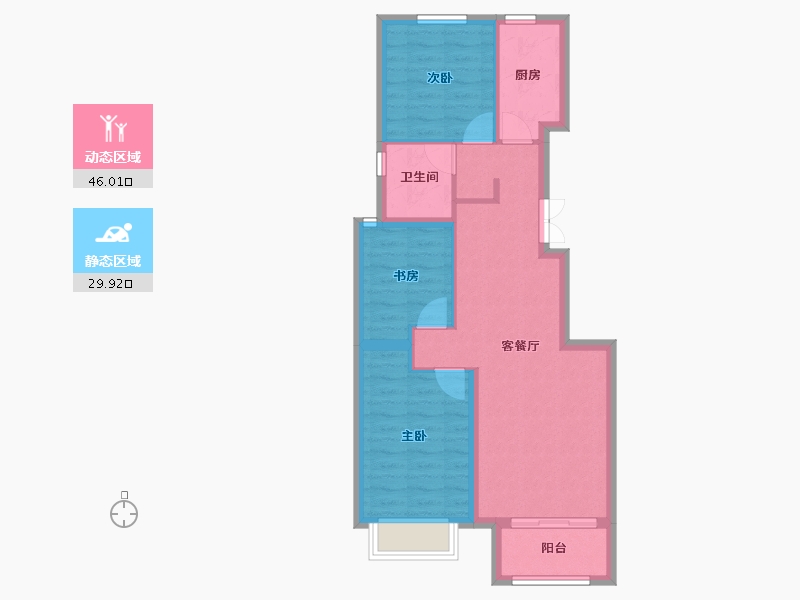 河北省-张家口市-红旗北郡-67.70-户型库-动静分区