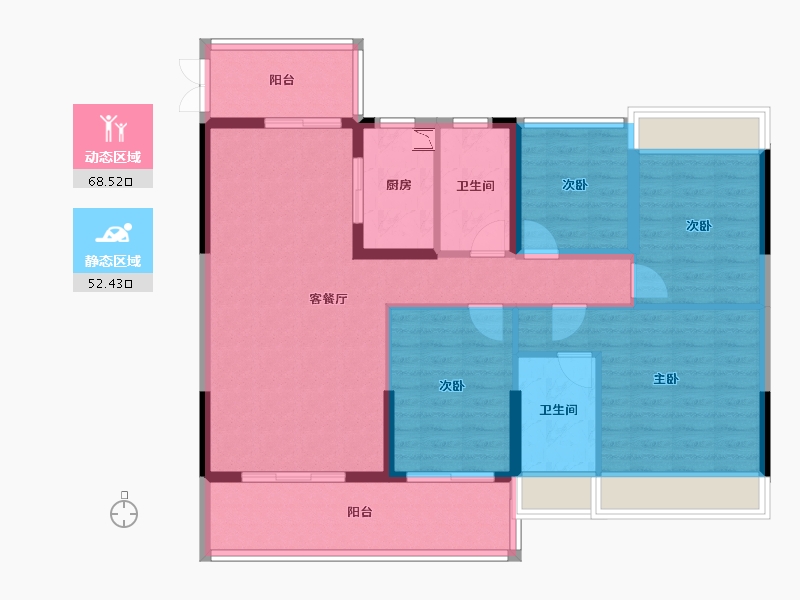 湖南省-衡阳市-宏兴恒府-108.66-户型库-动静分区