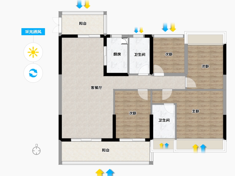 湖南省-衡阳市-宏兴恒府-108.66-户型库-采光通风