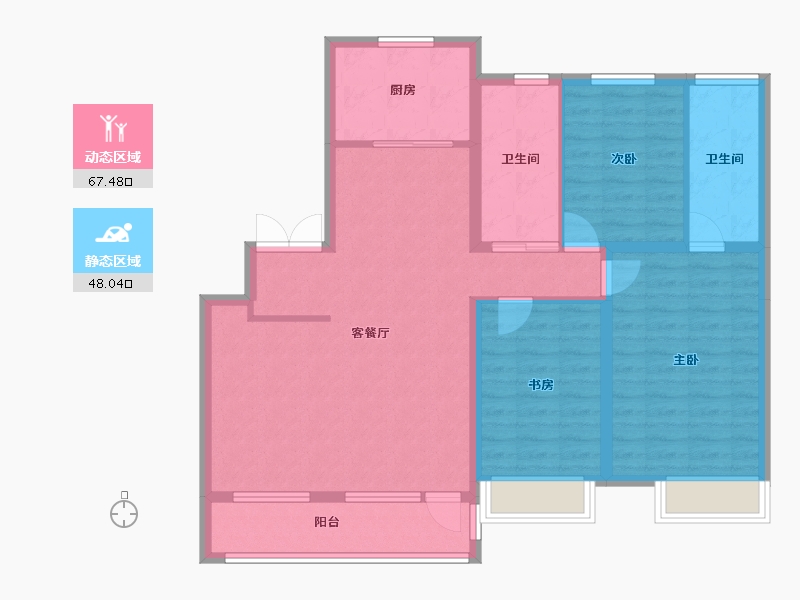 吉林省-长春市-保利净月和府-103.81-户型库-动静分区