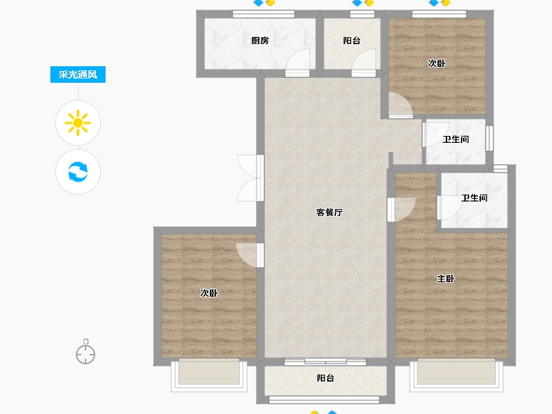 安徽省-安庆市-林语棠三期-96.53-户型库-采光通风