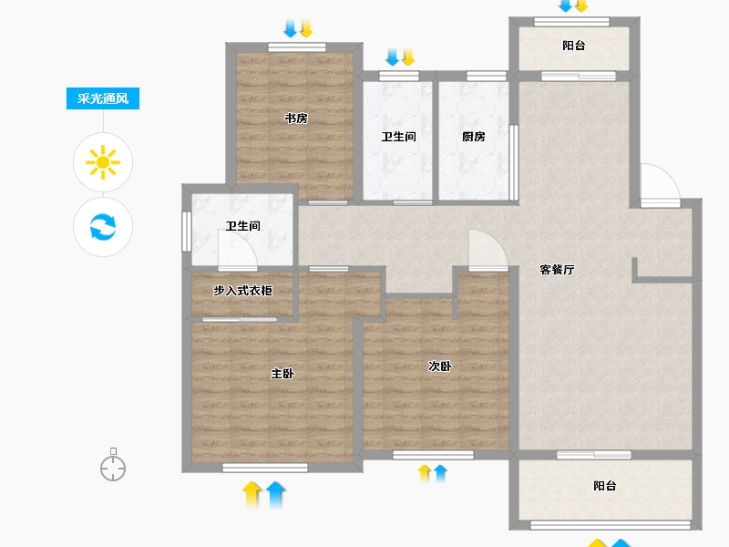 浙江省-台州市-鸿景名苑-120.01-户型库-采光通风