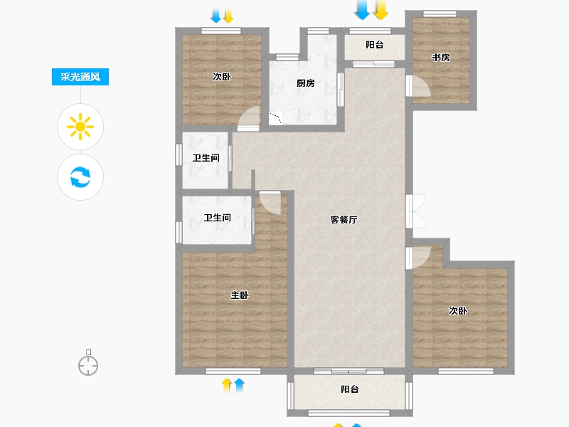 天津-天津市-天成铂锐-114.32-户型库-采光通风