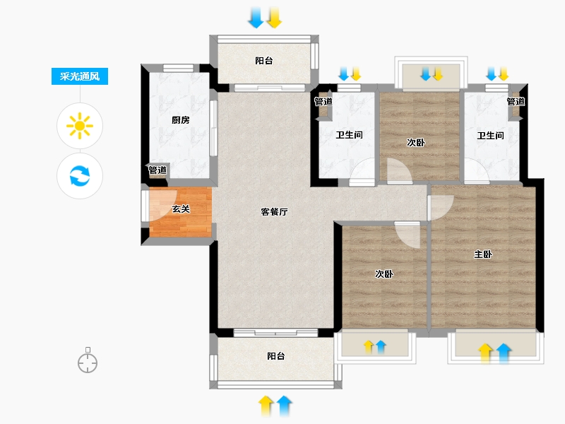 广东省-深圳市-保利和悦华锦-85.18-户型库-采光通风