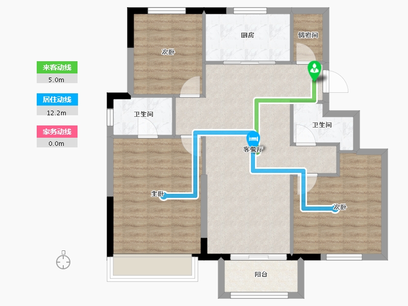 天津-天津市-绿地新里栖湖公馆-87.07-户型库-动静线