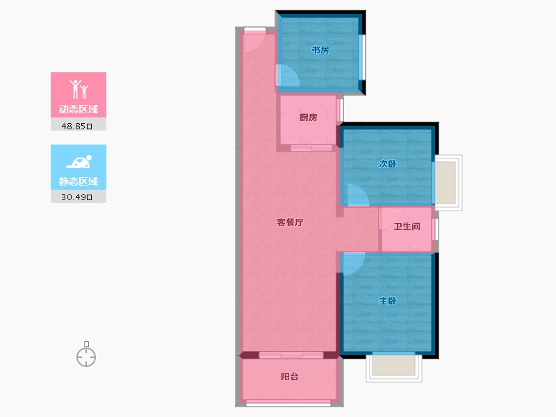 河南省-新乡市-松江帕提欧-70.69-户型库-动静分区