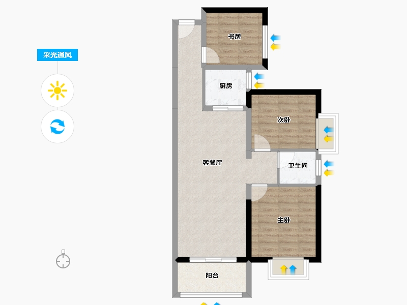 河南省-新乡市-松江帕提欧-70.69-户型库-采光通风