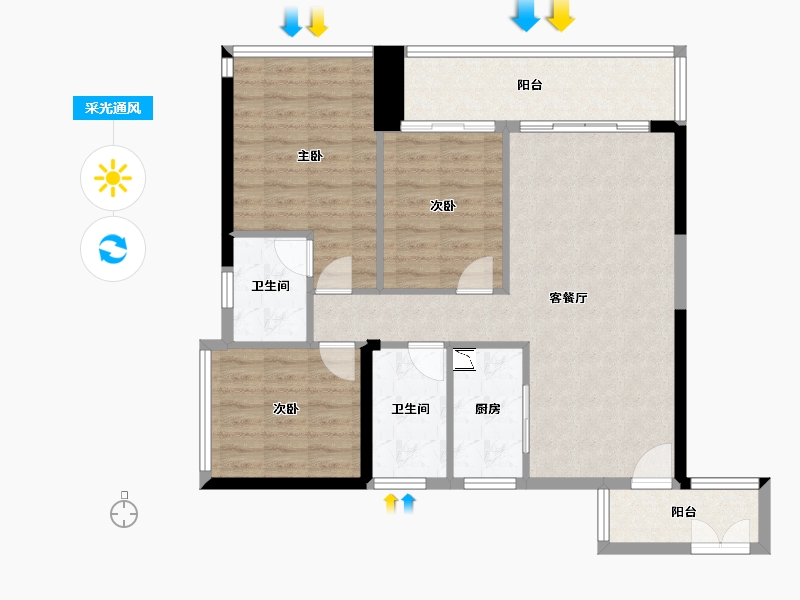 广东省-广州市-臻林-90.60-户型库-采光通风