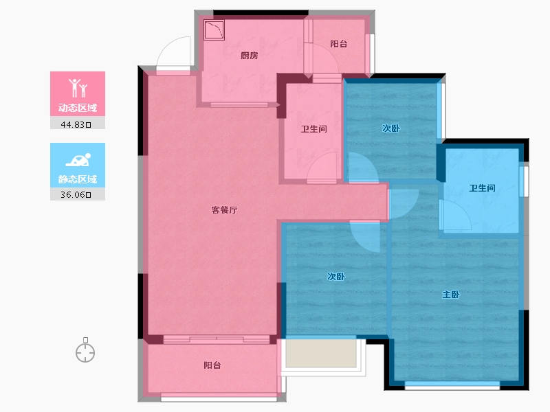 广东省-广州市-佛山恒大西江天悦-71.98-户型库-动静分区