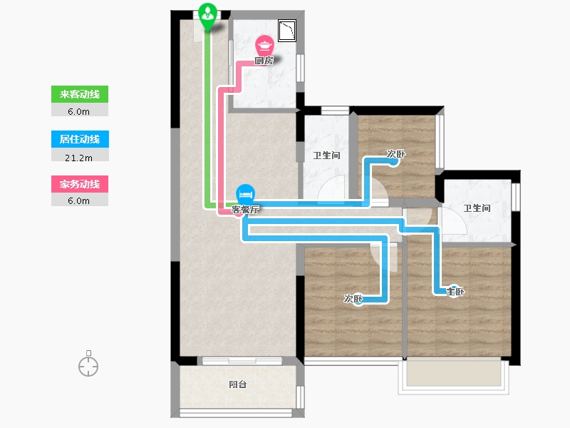 广东省-广州市-碧桂园凤凰城云顶-72.56-户型库-动静线