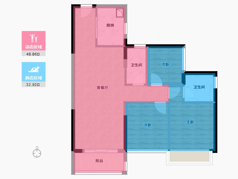 广东省-广州市-碧桂园凤凰城云顶-72.56-户型库-动静分区