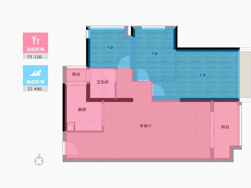 广东省-惠州市-惠州富力湾-78.07-户型库-动静分区