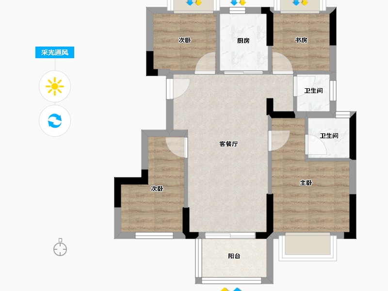 福建省-福州市-福鼎碧桂园-60.00-户型库-采光通风